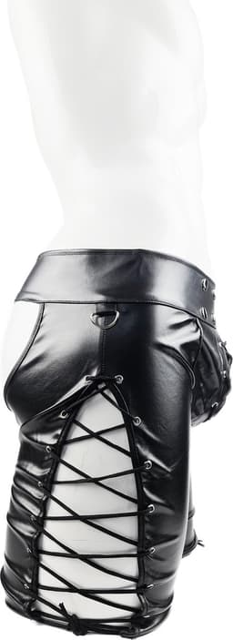 BamBella ® Nep Leer broek - Maat S - Zwart - BDSM kleding erotische onderbroek heren kleding — thumbnail 7