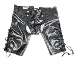 BamBella ® Nep Leer broek - Maat M - Zwart - BDSM kleding erotische onderbroek heren kleding — thumbnail 9