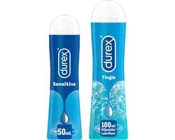 Durex - 150ml Glijmiddel - Waterbasis - Sensitive Vaginal & Anaal 50ml - Tingle Stimulerende Gel 100ml