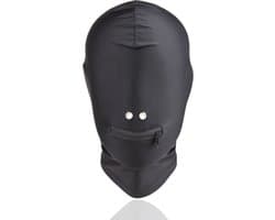 KG BDSM Hoofdmasker Lycra - Spandex - Open Mond Met Rits - Dichte Ogen - voor vrouw - man - unisex