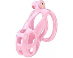 Peniskooi Roze - Cock cage - Chastity Cage - Kunststof Peniskooi - Kuisheidskooi voor Mannen - Peniskooi met 5 Maten Penisringen - Peniskooi Roze Maat S - Ø3.9 x 8.5 cm