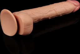 Realistische XXL King Size Dildo 27.5 cm lang en 4.5 cm dik - Levensechte Grote Dildo 27.5 cm lang - Realistische dildo met balzak en stevige zuignap - Realistische Dildo Met Zuignap en Balzak — thumbnail 7