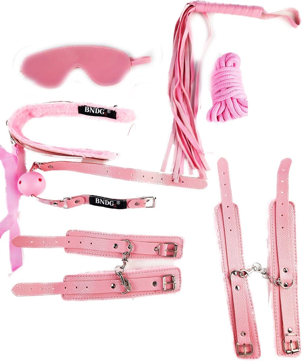 BNDGx® - Sex Toys - voor koppels - Set - SM Pakket - Bondage - Vastbinden - Kit - Startset - handboeien - Roze BDSM — afbeelding 1