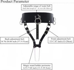 Wand Vibrator Houder - Lederen Bondageriem Geschikt voor Wand Vibrator - BDSM-riem met Vibrator Houder - Bondageriem voor BDSM Play met Houder voor Wandvibrator en Bondageringen voor Bondage Touw en Handboeien — thumbnail 4