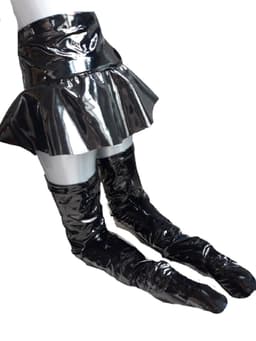 BamBella® - Datex mini Rok - Maat L/XL - zwart Rollenspel sm dames sexy Glans kleding mix van Latex en stof | Datex — thumbnail 5