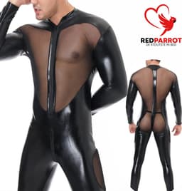 Lederen Bodysuit - Leather Bondage Kleding - Catsuit Heren - Erotische Kleding Mannen — thumbnail 4