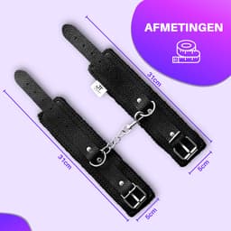 JT Products Bondage Handboeien Zwart Erotiek Set voor BDSM - Seksspeeltjes Set Voor Koppel - Lederen Handboeien & Metalen Ketting - Sex Toys Kado - Seks Cadeau Hem & Haar - Kinky Cadeautjes Volwassenen - Erotisch Verjaardag Cadeautje Mannen & Vrouw — thumbnail 9