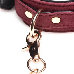 6-delige Velvet Burgundy Bondage Set met Cuffs, Collar en Belt — thumbnail 2