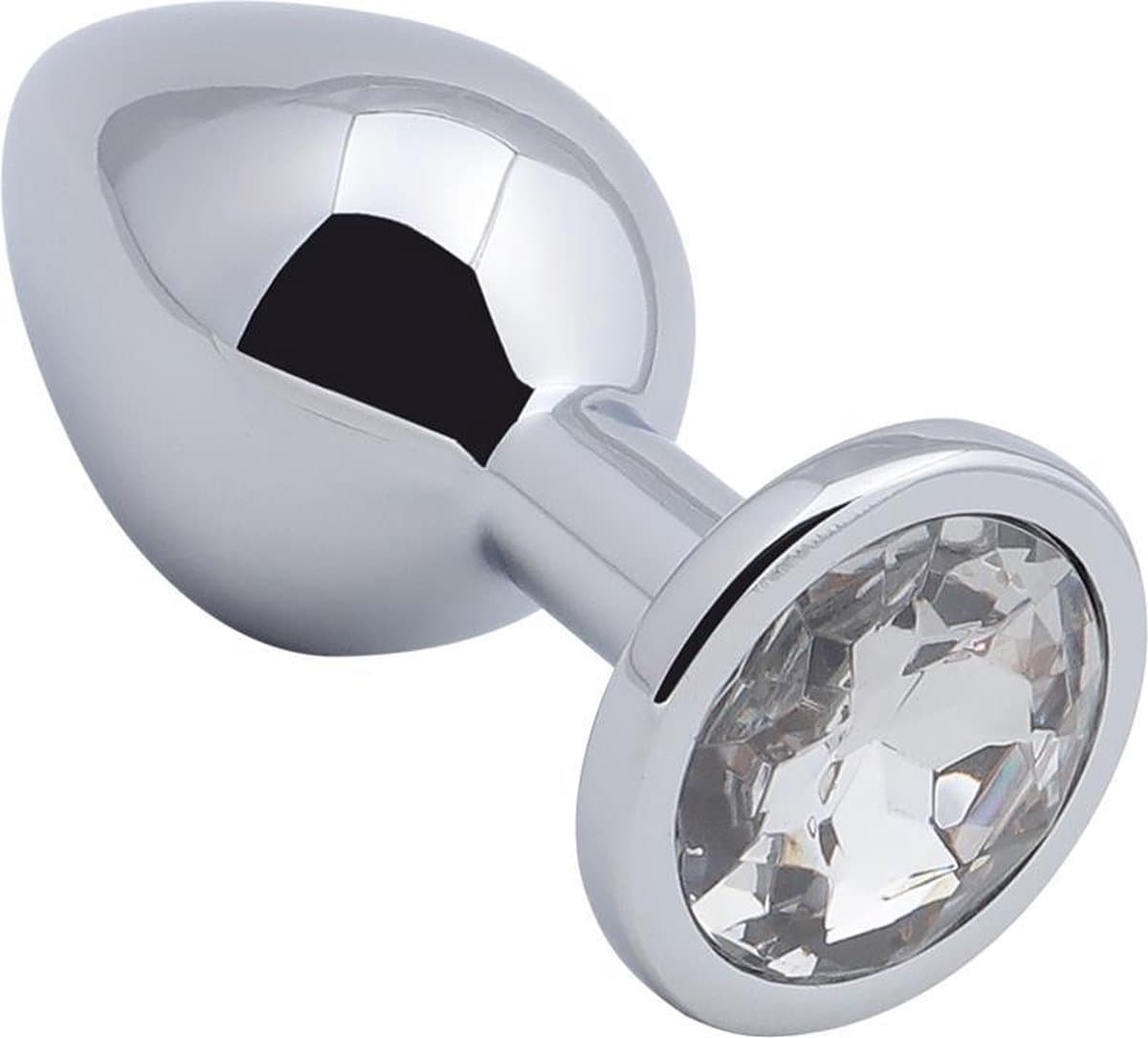 Banoch - Buttplug Aurora Clear Medium - Metalen buttplug - Diamant steen - Wit — afbeelding 1
