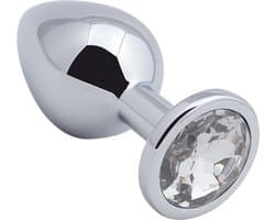 Banoch - Buttplug Aurora Clear Medium - Metalen buttplug - Diamant steen - Wit