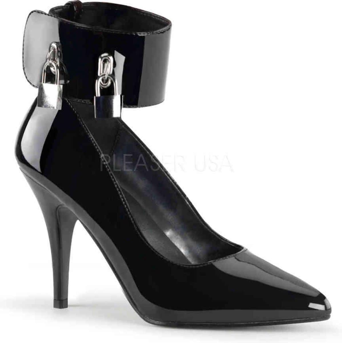 EU 46 = US 15 | VANITY-434 | 4 Pump W/ Locking Ankle Cuff & Padlocks — afbeelding 1