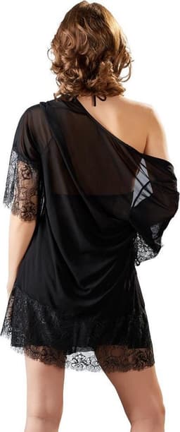 Cottelli Collection – Sexy Negligé met Lingerie en Kimono voor een Slaapkamer Sensatie – Maat S – Zwart — thumbnail 7