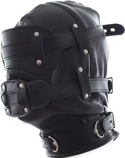 Banoch - Inferno Bondage Mask black - Zwart pu leren bondage masker met Gag & oogbedekking | BDSM — thumbnail 7