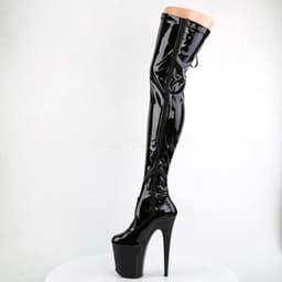 Pleaser - FLAMINGO-3050 Plateau Overknee Laarzen - Paaldans schoenen - 41 Shoes - Zwart — thumbnail 4