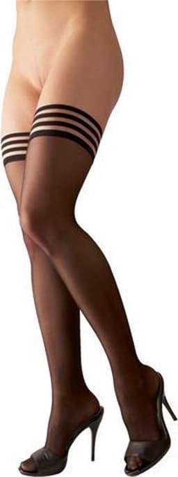 Cottelli Collection – Sensuele Kousen voor Gestreepte Look voor Ondeugende Uitstraling – Maat XS - Zwart — thumbnail 4