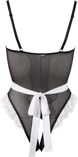 Cottelli Collection – Sexy Huishoudster Body Licht Transparant met Open Kruis voor de Grondige Schoonmaak – Maat XL – Zwart — thumbnail 2