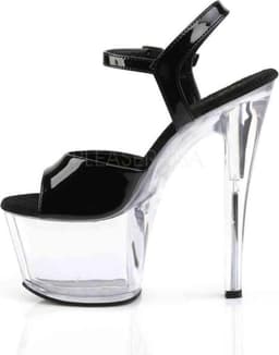 Pleaser - SKY-309 Sandaal met enkelband, Paaldans schoenen - Paaldans schoenen - 40 Shoes - Zwart/Transparant — thumbnail 3
