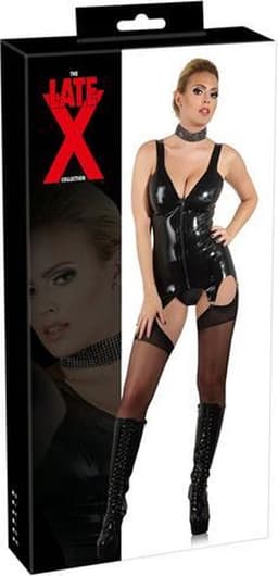 LateX – Latex Strap Shirt met Doorlopende Ritssluiting en 4 Bretels voor een Scherpe Uitstraling Maat 2XL - Zwart — thumbnail 6