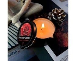 Scarlet Rose & Ebony Essentiële Olie Massagekaars - Hydraterend, Sensuele Ervaring met Schenktuit, Perfect voor Ontspannende Baden & Huidverzorging, Bad Essentials|Romantische Decoratie|Aromatherapie Kaars, Massageoliën voor stellen