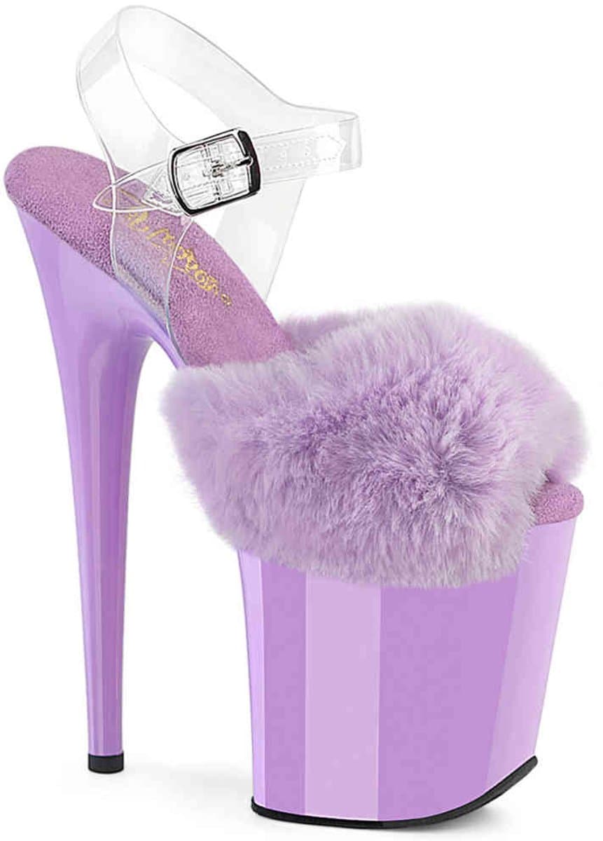Pleaser - FLAMINGO-808FUR Sandaal met enkelband, Paaldans schoenen - US 11 - 41 Shoes - Paars — afbeelding 1