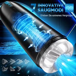 DOWO® - Masturbator voor Man - 7 Zuig & 7 Vibratiestanden - - Ultra Realistisch - Masturbator - Sex Toys voor Mannen - Masturbators - Blowjob Masturbator - Pocket Pussy - Elektrisch - Oplaadbaar – Zwart — thumbnail 3