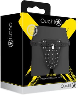 PU Leather Chastity Jock - Black — thumbnail 8