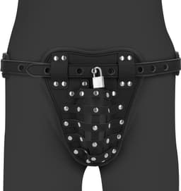 PU Leather Chastity Jock - Black — thumbnail 1