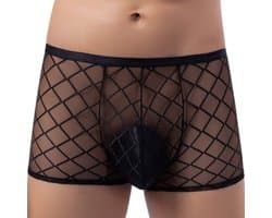 LekkerStout Boxershorts - Doorschijnend - Zwart - Sexy Herenondergoed | XL | ( LS149 )