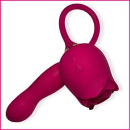 SlipperyHeights® Twila - 2 in 1 Luchtdruk Stotende Roos Vibrator - Clitoris Satisfy en G-Spot Stimulatie - Intense 20 Standen - Siliconen Sex Toy voor Vrouwen - Dildo - Fuchsia — thumbnail 2