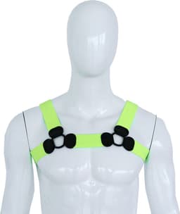 Kiotos - Elastisch Borstharnas - Tuigje - Riemenbody - Neon - Maat S/M — thumbnail 2