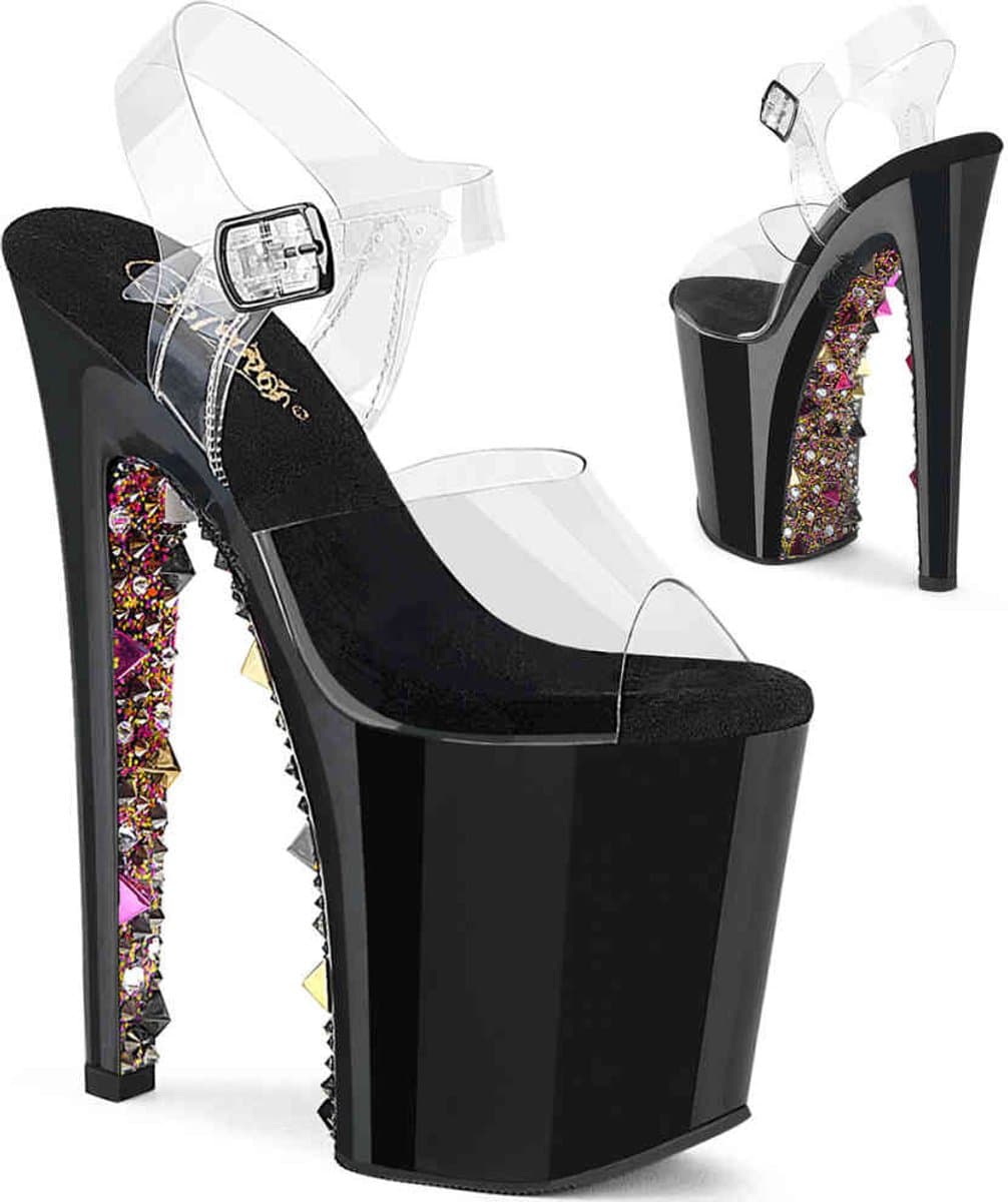 Pleaser - XTREME808PYRS Sandaal met enkelband, Paaldans schoenen - US 8 - 38 Shoes - Transparant/Goudkleurig — afbeelding 1