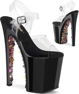 Pleaser - XTREME808PYRS Sandaal met enkelband, Paaldans schoenen - US 8 - 38 Shoes - Transparant/Goudkleurig — thumbnail 1