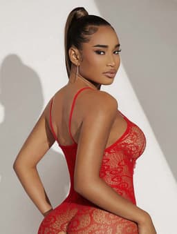 LekkerStout 2-Pack Bodystockings - Kant - Rood/Wit - Sexy Lingerie | S-L | LS250 — thumbnail 2
