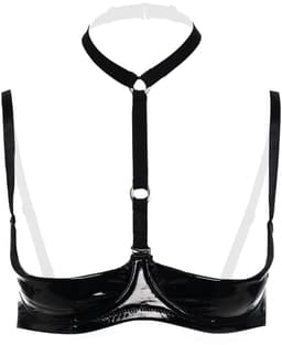 Christine le Duc - 1/4 cup BH - Dark Desire - Lingerie Erotisch - Wetlook Beha - Lak Kleding - Zwart — thumbnail 2