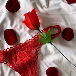Roos met rode G-string – Origineel Valentijnscadeau voor haar – One size – Lengte 43 cm – Humoristisch en romantisch – Rode lingerie cadeau — thumbnail 11