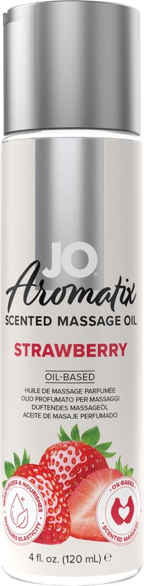 System JO - Aromatix Scented Massage Oil Aardbei -120 ml — afbeelding 1