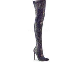 COURTLY-3015 - (EU 45 = US 14) - 5 Glitter Thigh High Boot, 1/3 Side Zip