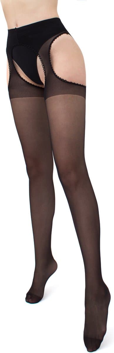 GIULIA Panty - Love 20 - Open Kruis Panty - Strip Panty - Erotiek - Open Heupen - 20 Den - XLarge - Zwart — afbeelding 1