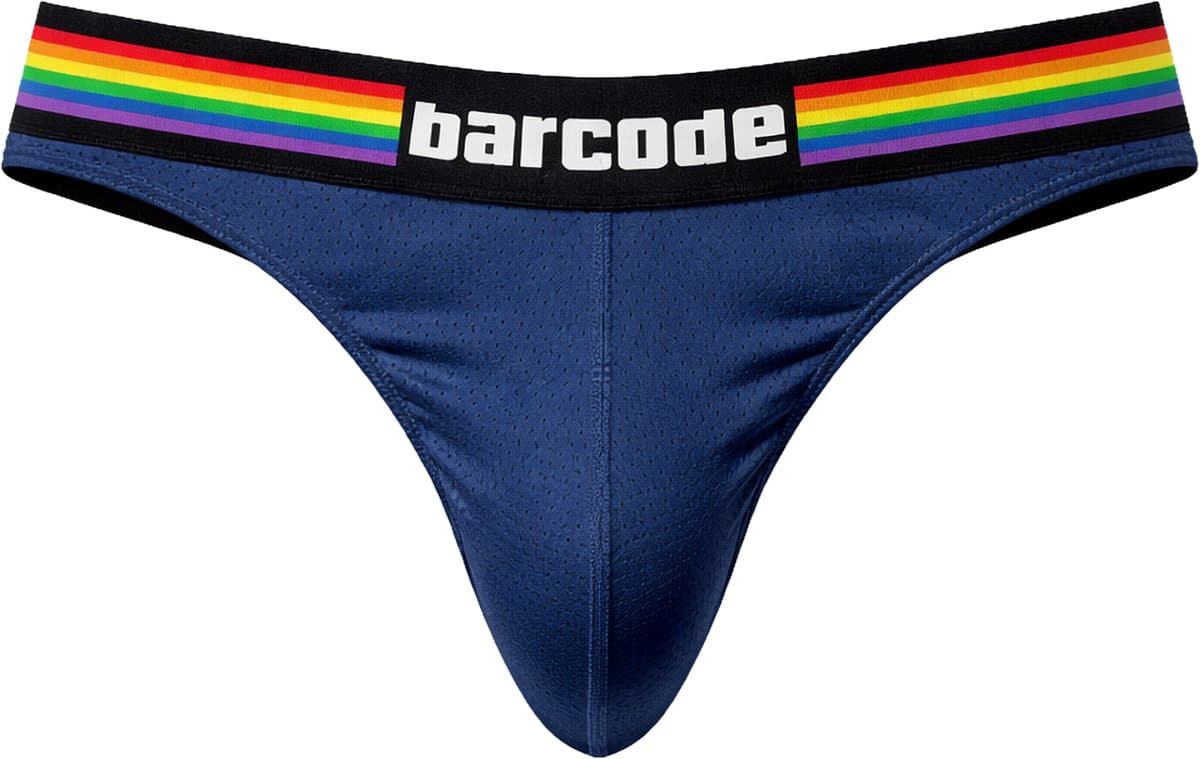Barcode Berlin Pride Thong Navy - MAAT L - Erotisch Heren Ondergoed - String voor Man - Sexy mannen String — afbeelding 1