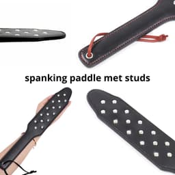 Luxe Spanking Paddle met Studs – 37,5 cm Zwart PU-leer – BDSM Paddle – Sex Toys voor Koppels – Erotische Zweep — thumbnail 2