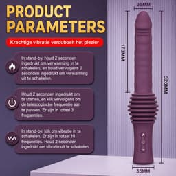 Telescopische Verwarmde Vibrator - Neukbeweging - Extreem realistisch gevoel - Fijn Handvat - Stotende Dildo - Penis Thrusting - incl oplader en afstandsbediening — thumbnail 4