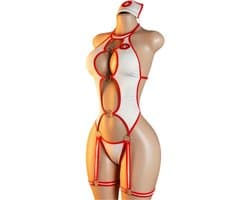 Sexy Zusters Pakje Bodysuit met String & Kousenbanden - Roleplay - MEGA SEXY - OOOH zuster help mij - Maat L