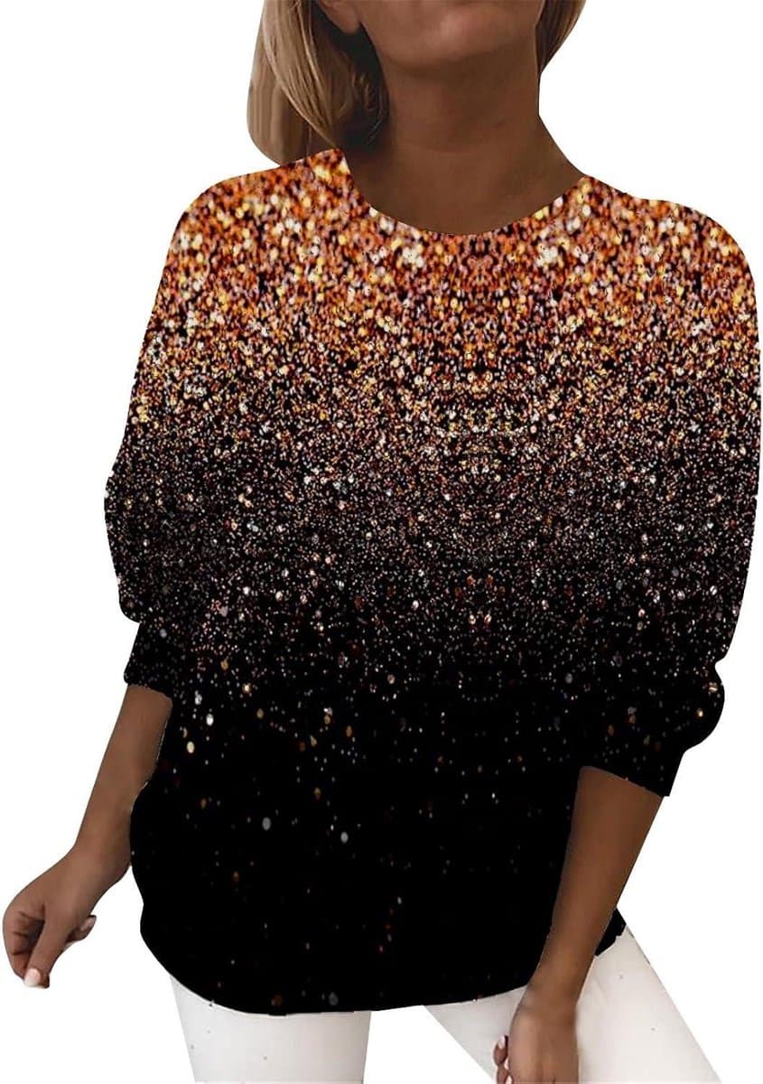 Dames Tunic Shirt - Glitter Blouse - Feestelijke Gelegenheid - Licht Vintage Stijl - Lange Mouw - Zilver — afbeelding 1