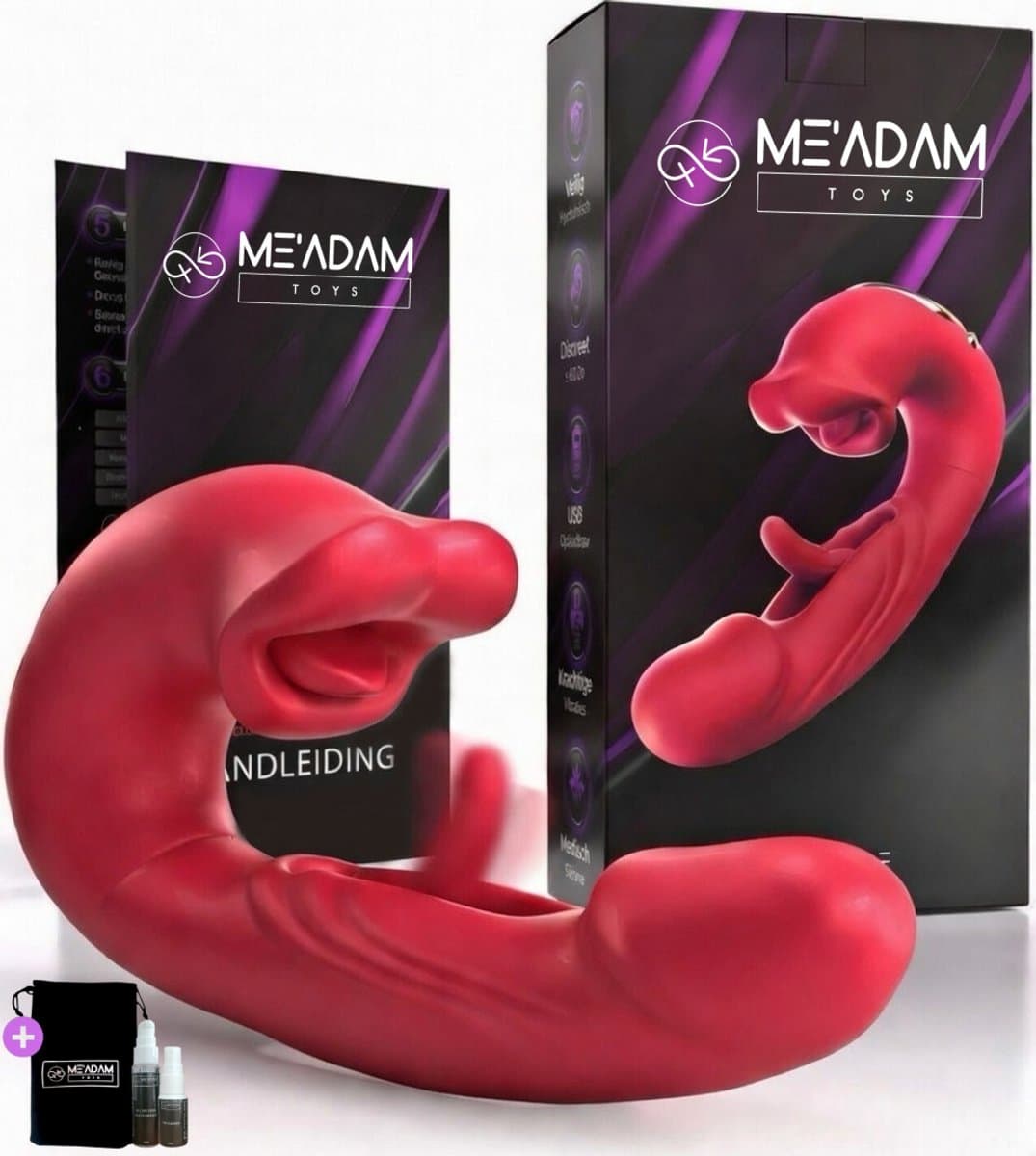 ME'ADAM - 3-in-1 Clitoris en G-Spot Vibrator - Rabbit Vibrator met Tongfunctie - Stil & Krachtig - Sex toys voor vrouwen - Vibrators voor vrouwen - Satisfyer — afbeelding 1