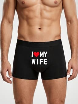 Boxershort met tekst I Love My Wife – Ondergoed Heren – Cadeau voor Man – Boxer Katoen Stretch - Maat M — thumbnail 1