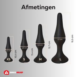 Quick Relief Silicon Plugs™ - Buttplugs - Fluweelzachte Siliconen Set van 4 Buttplugs - Anale Plug - Sex Toys - Buttplug - Mannen & Vrouwen - Siliconen - Zwart — thumbnail 2