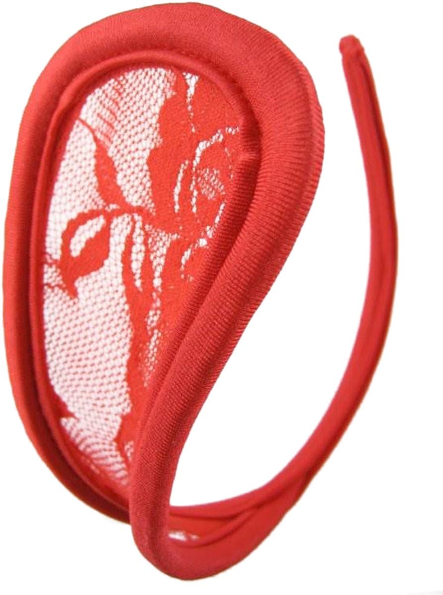 Zeloria C-String met Kant – Naadloze Onzichtbare Slip zonder Bandjes – Rood — afbeelding 1