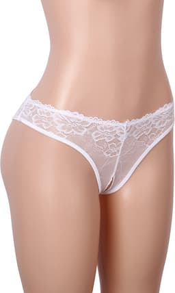 Zeloria Kanten Slip met Open Kruis en Strikdetail – Wit – Dames Lingerie Slip met Bandjes – XXL — thumbnail 9