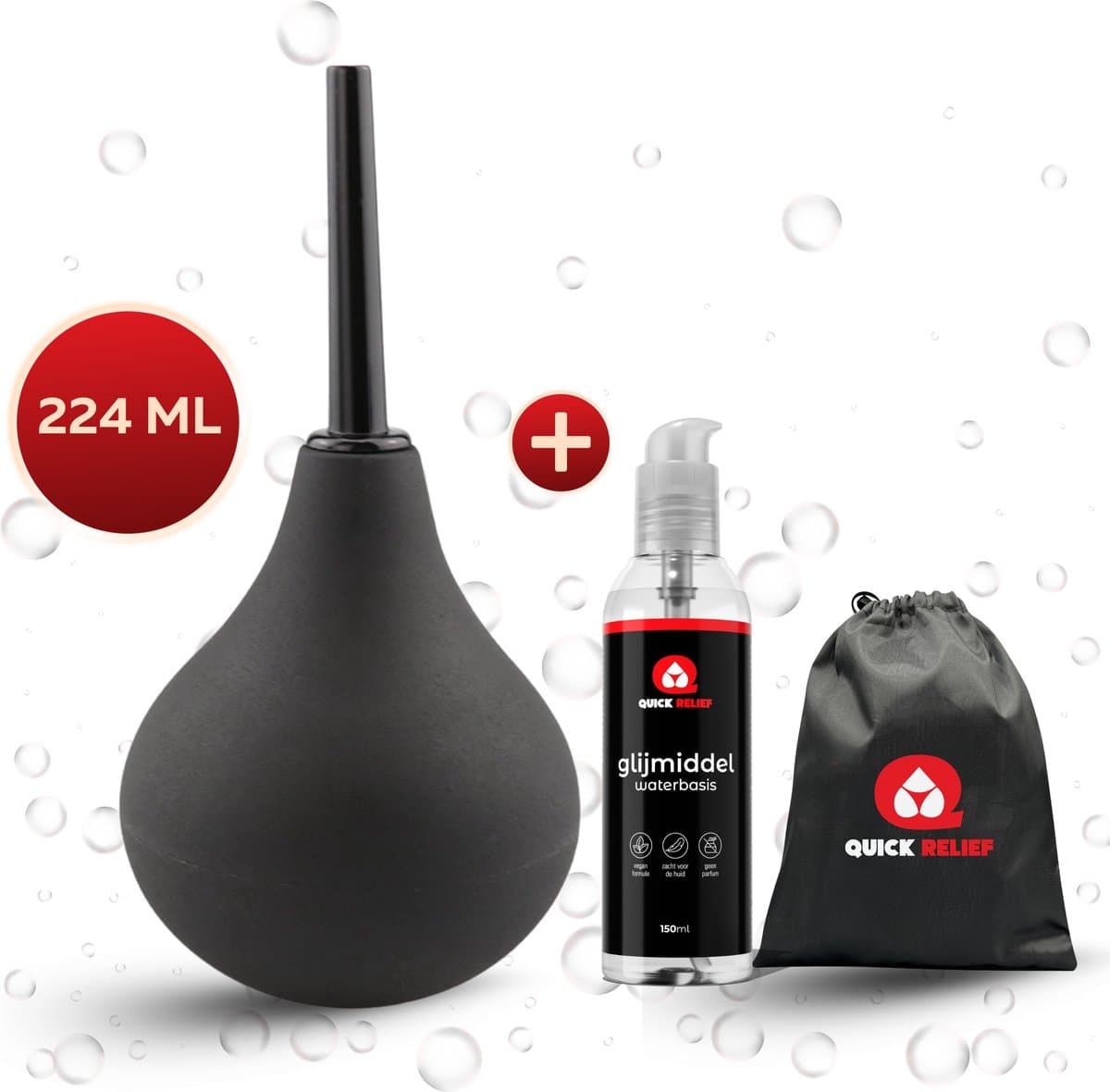 Quick Relief Cleaning Bulb™ - Anaal Douche - 224ml - Intieme Reiniging – Anal Douche – Klysma – Anaaldouche - Anaal reinigen + Glijmiddel 150ml — afbeelding 1