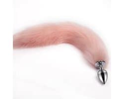 Roze buttplug met fluffy staart - Vossenstaart buttplug - Foxtail - Anale Buttplug - Unisex - Vossenstaart - Lichtroze - Sekstoy - Sexspeeltje - Unisex - CHPN